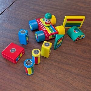 Vintage Fisher Price Rainbow Magnetic Blocks Lot Hilco Toys STEM 90s 80s Classic